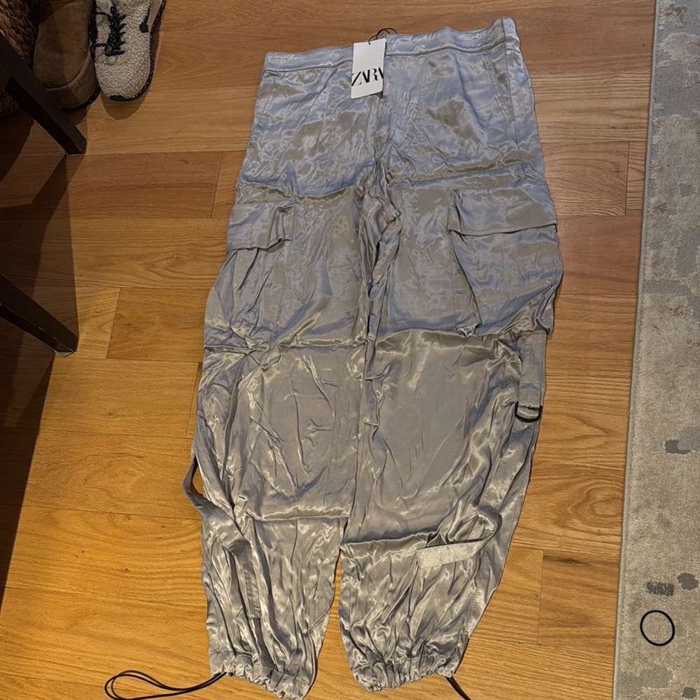 Shiny Silver Cargo Pants